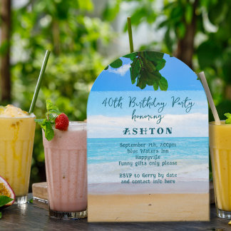 Ocean View Adult Birthday Party Invitation