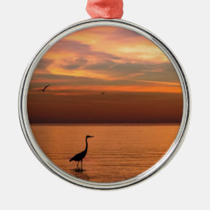 Ocean View at Sunset Metal Ornament