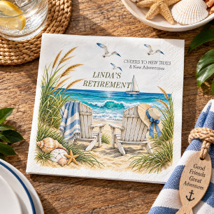 Ocean View Beach Retirement Party Celebration Napkin