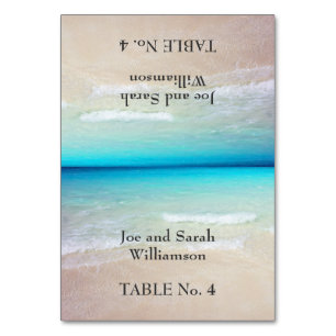 Ocean View Beach Themed Tented Escort Cards