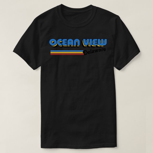 Ocean View Delaware Retro Styled Design T-Shirt (Design Front)