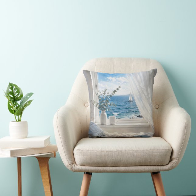 Ocean View in a Bedroom Window Cushion (Chair)