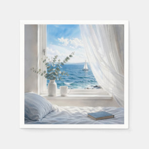 Ocean View in a Bedroom Window Napkin