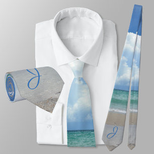 Ocean View Photographic Monogrammed Tie