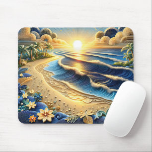 Ocean View Tropical Paper Quilling Effect Mouse Pad