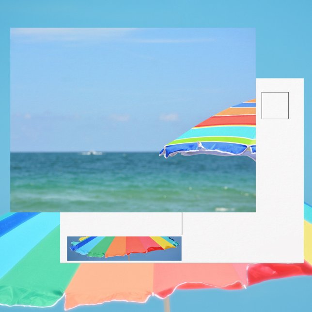 Ocean View with Beach Umbrella Postcard (Creator Uploaded)