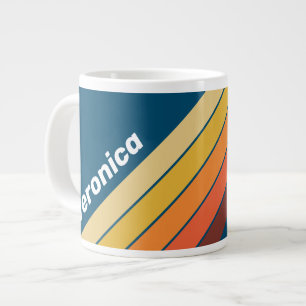 Ocean Vintage Vibe Stripes with Name Large Coffee Mug