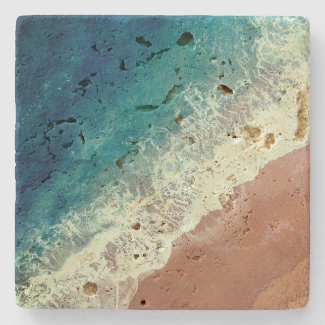Ocean water beach sand summer seaside beachfront stone coaster (Front)