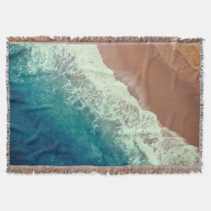 Ocean water beach sand summer seaside shore throw blanket