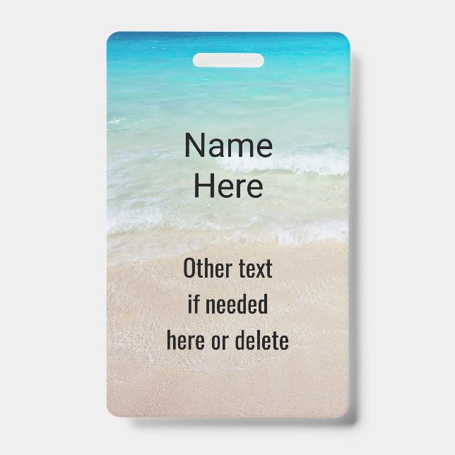 Ocean Water Beach Scene Custom ID Badge (Front)
