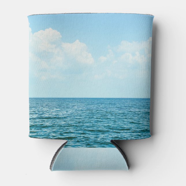Ocean Water, Clear Blue Sky. Can Cooler (Front)