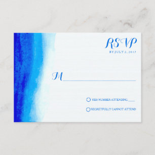 Ocean Watercolor Blue Wedding RSVP Cards