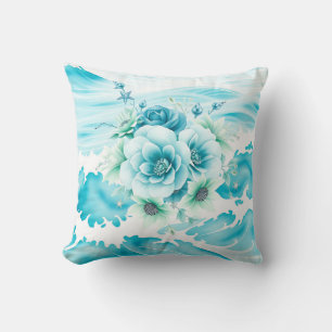 Ocean Watercolor with Seafoam Cushion