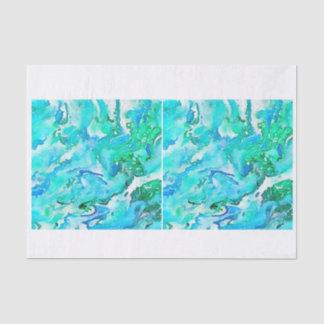 Ocean Waters waves watercolor greens decoupage Tissue Paper