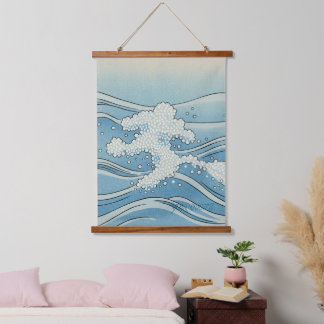 Ocean Wave Art Print – Japanese Woodblock Style Hanging Tapestry