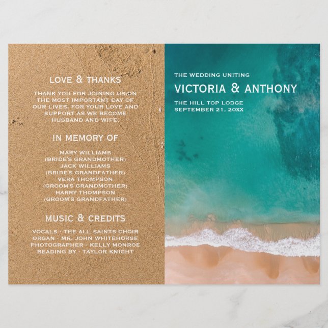 Ocean Wave, Beach Wedding Program (Front)