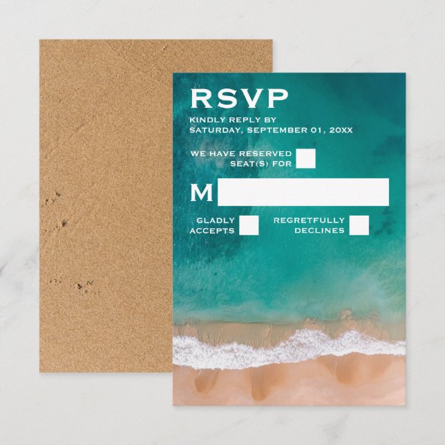 Ocean Wave, Beach Wedding RSVP Card (Front/Back)