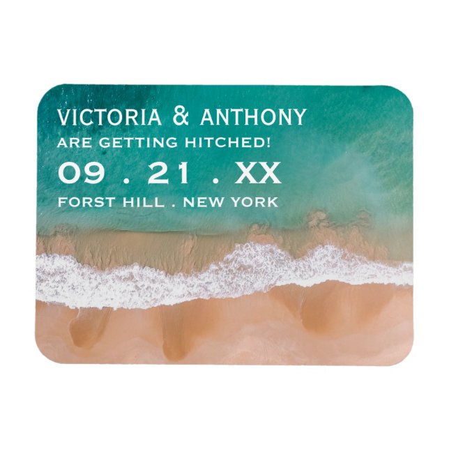Ocean Wave, Beach Wedding Save The Date Magnet (Horizontal)