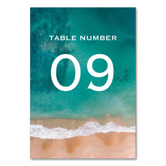 Ocean Wave, Beach Wedding Table Number (Front)