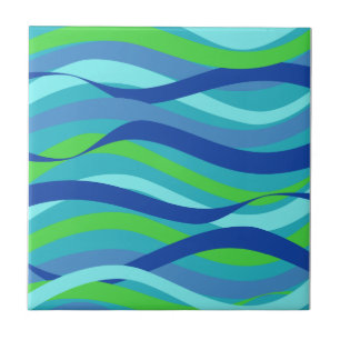 Ocean wave blue and green design ceramic tile