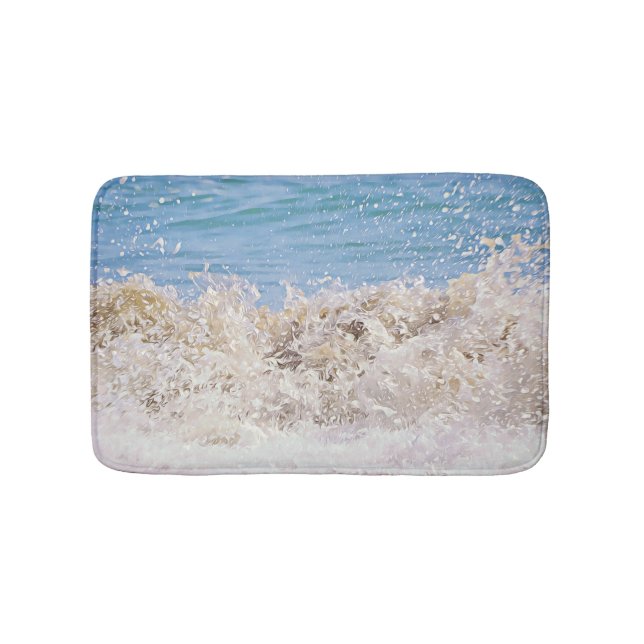 Ocean Wave Break at Shore Art Bath Mat Rug (Front)