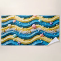 Ocean Wave Cake Beach Towel - Coastal Beach