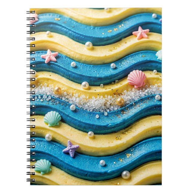 Ocean Wave Cake Coastal Beach Notebook (Front)