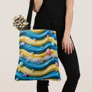 Ocean Wave Cake Leggings - Coastal Beach Starfish  Tote Bag