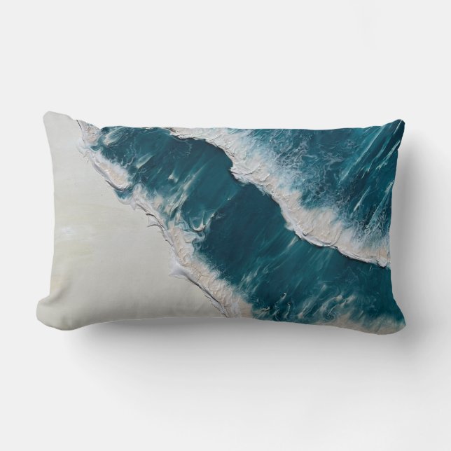Ocean Wave coastal Art Throw  Pillow (Front)