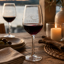 Ocean Wave Coastal Beach House Wine Glass
