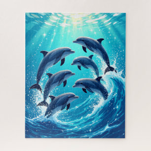 Ocean Wave Dolphins Jigsaw Puzzle