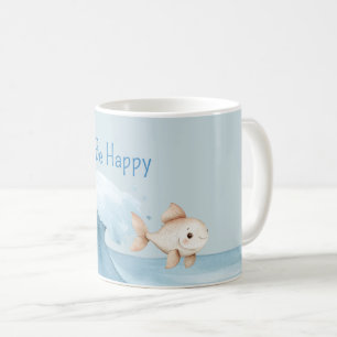 Ocean Wave Happy Fish Coffee Mug