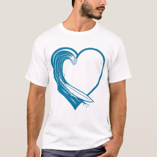 Ocean Wave Heart Design T-Shirt