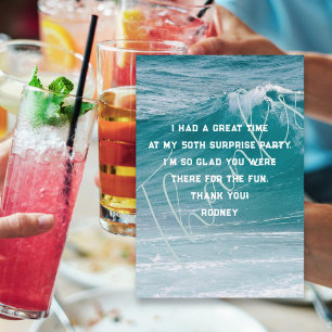 Ocean Wave His Birthday Thank You Message Card