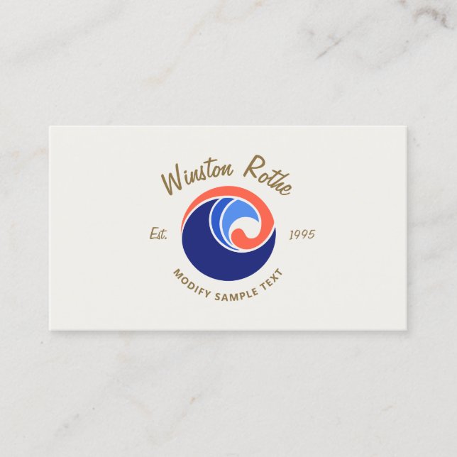 Ocean Wave Nautical Logo Business Card (Front)