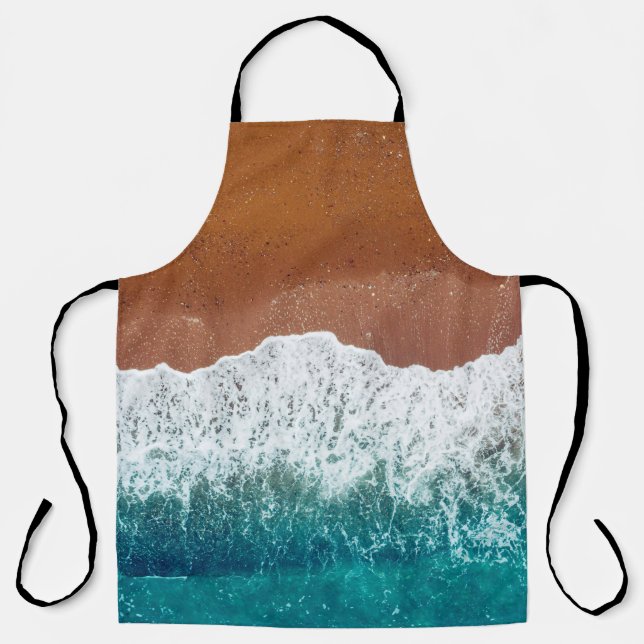 Ocean wave on a sandy beach, background  top view  apron (Front)