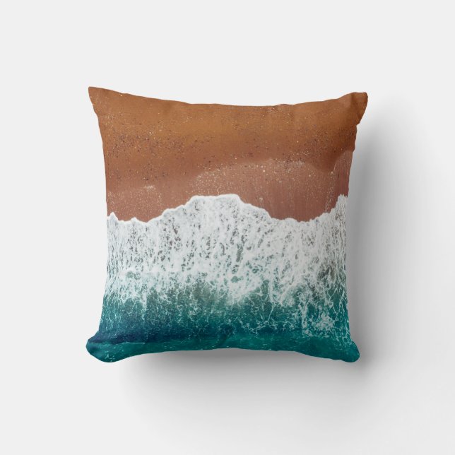 Ocean wave on a sandy beach, background  top view  cushion (Front)