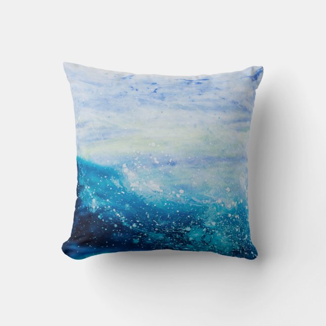 Ocean wave painting, sea foam cushion (Front)