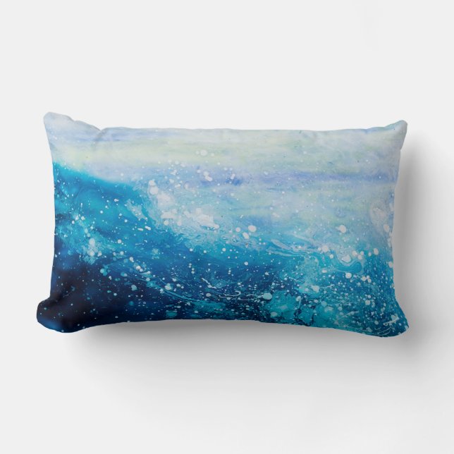 Ocean wave painting, sea foam lumbar cushion (Front)