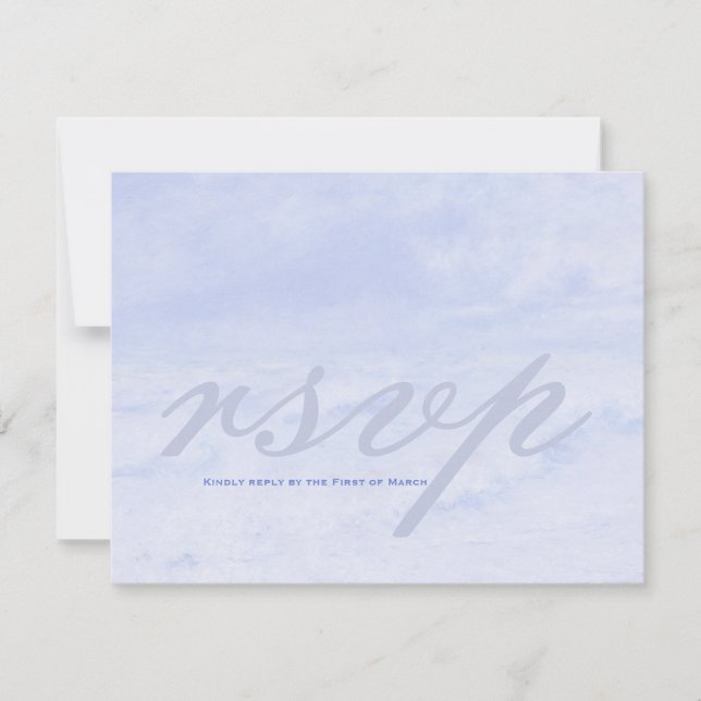 Ocean Wave: Pale Blue Wedding Customisable RSVP Card (Front)
