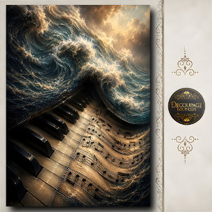 Ocean Wave Piano Surreal Music Art Tissue Paper