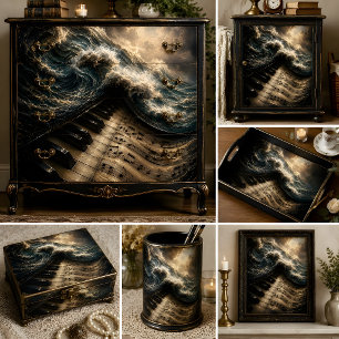 Ocean Wave Piano Surreal Music Art Tissue Paper