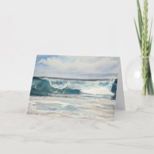 Ocean Wave Pretty Blue Tones Beach Art Notecard