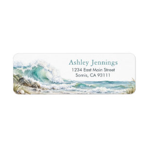 Ocean Wave Return Address Labels Coastal Custom