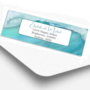 Ocean Wave Scene Blue Modern Chic  Return Address Label