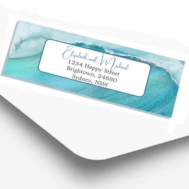 Ocean Wave Scene Blue Modern Chic  Return Address Label (Creator Uploaded)