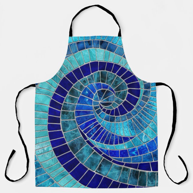 Ocean Wave Spiral mosaic art Apron (Front)