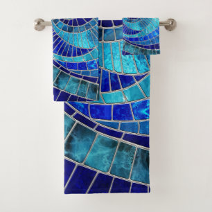 Ocean Wave Spiral mosaic art Bath Towel Set