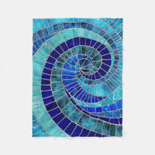 Ocean Wave Spiral mosaic art Fleece Blanket