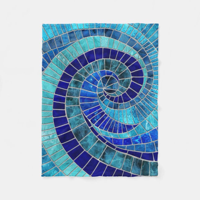 Ocean Wave Spiral mosaic art Fleece Blanket (Front)